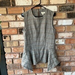 KOCH Wool Plaid Striped Sleeveless Top